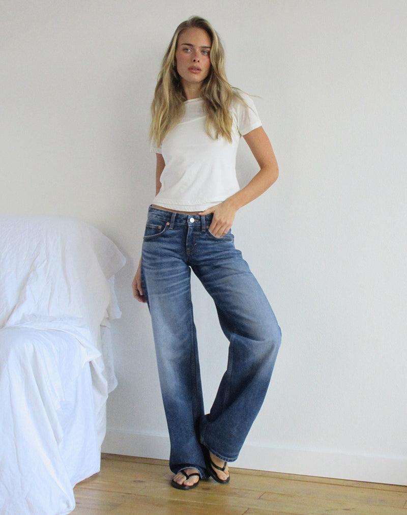 Image of Low Rise Parallel Jeans in Timeworn Blue