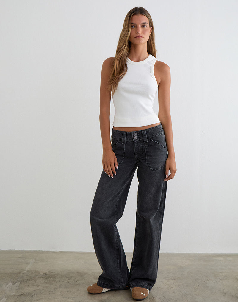 Image of Low Rise Relaxed Cargo Jeans in Vintage Black
