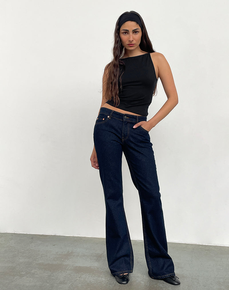 Indigo Low Rise Flare Jeans Rigid – - Main Image