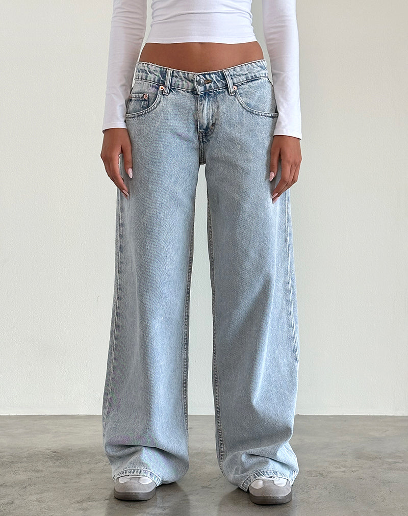 Matal Rocks 80s Light Blue Wash Low Rise Jeans | Roomy – motelrocks.com