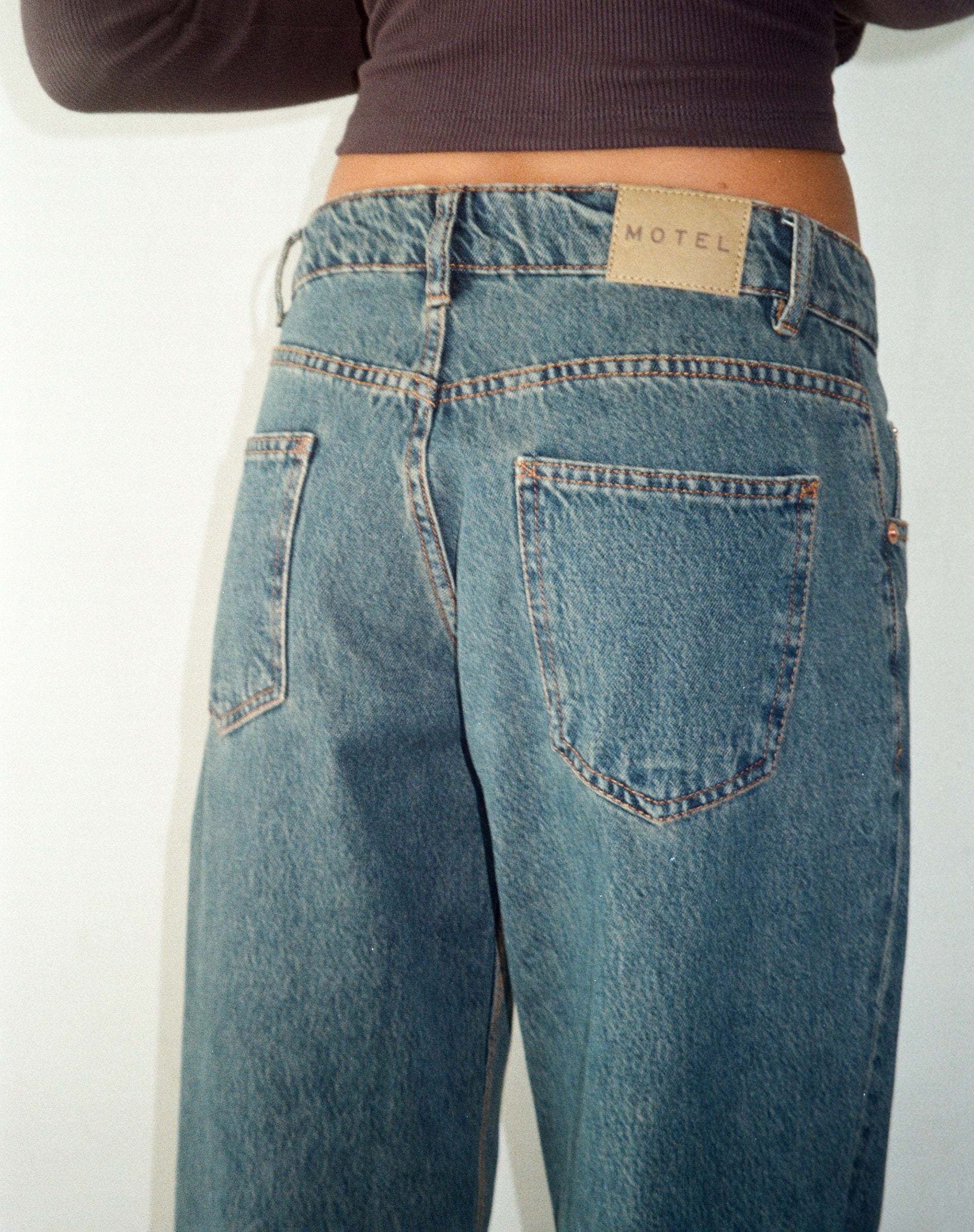 Image of Roomy Extra Wide Low Rise Jeans in Brown Blue Acid