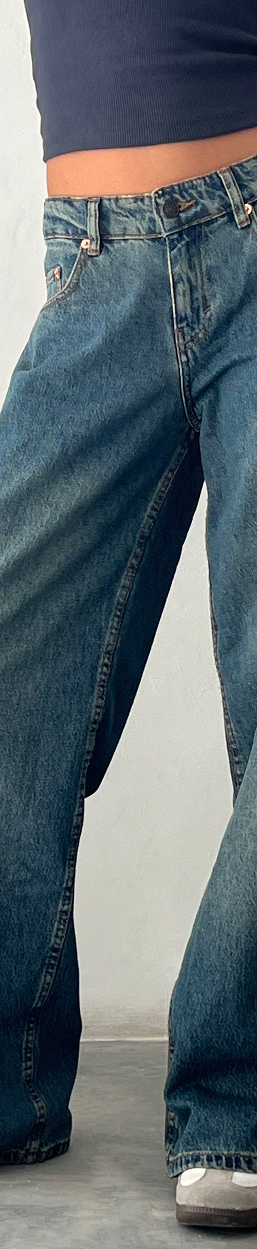 Image of Roomy Extra Wide Low Rise Jeans in Brown Blue Acid