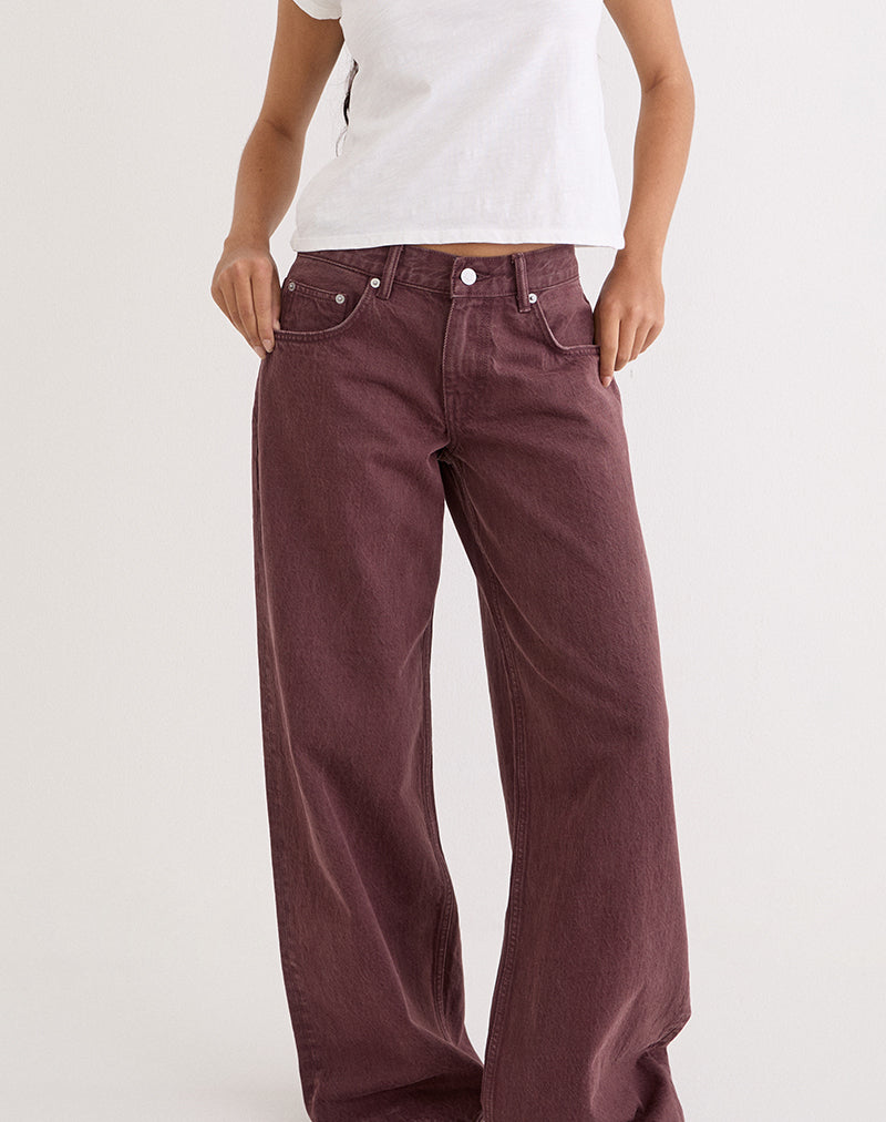 Low Rise Roomy Jeans in Burgundy