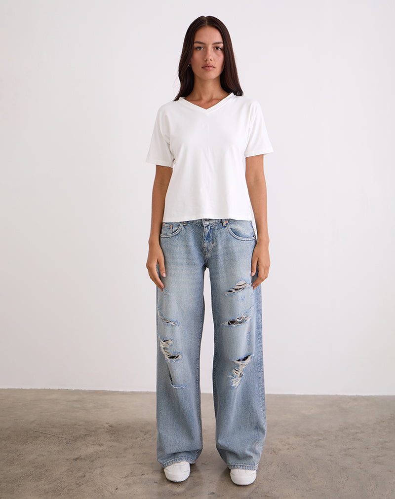 Image of Low Rise Roomy Jeans in Extreme Rip Vintage Blue