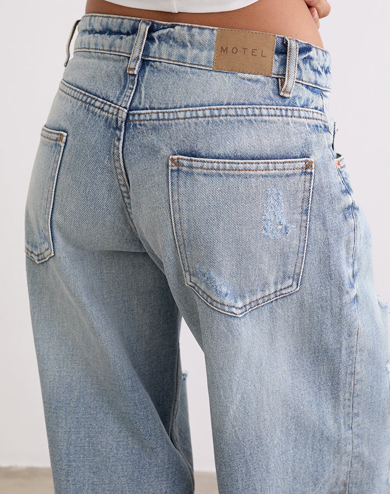 Image of Low Rise Roomy Jeans in Extreme Rip Vintage Blue