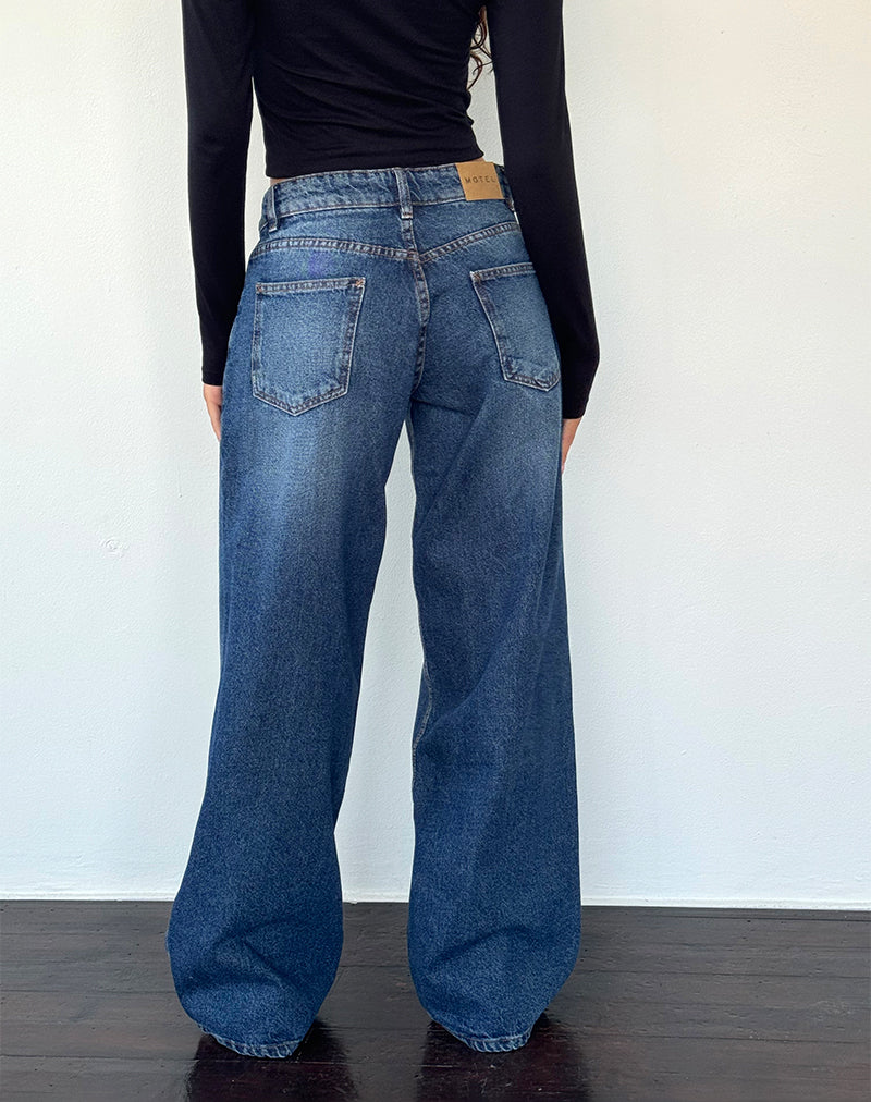 Matal Rocks Indigo Extra Wide Low Rise Jeans | Roomy – motelrocks.com