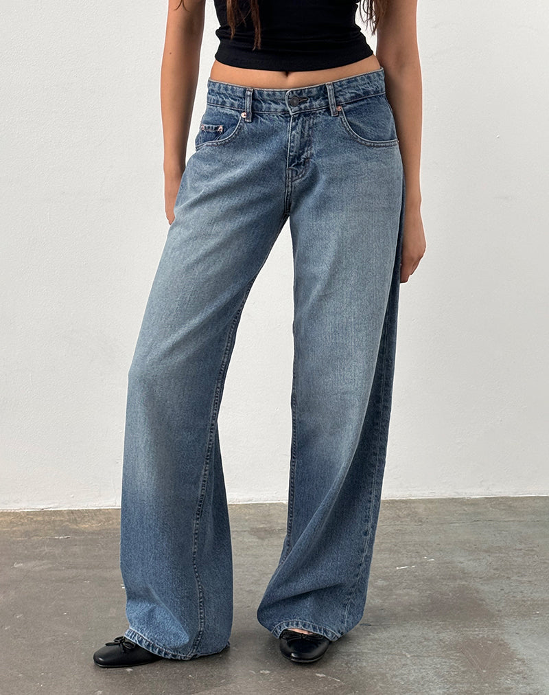Roomy Extra Wide Low Rise Jeans in Powder Blue