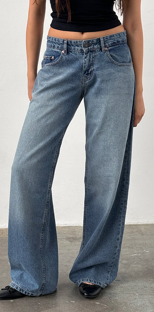 Image of Roomy Extra Wide Low Rise Jeans in Powder Blue