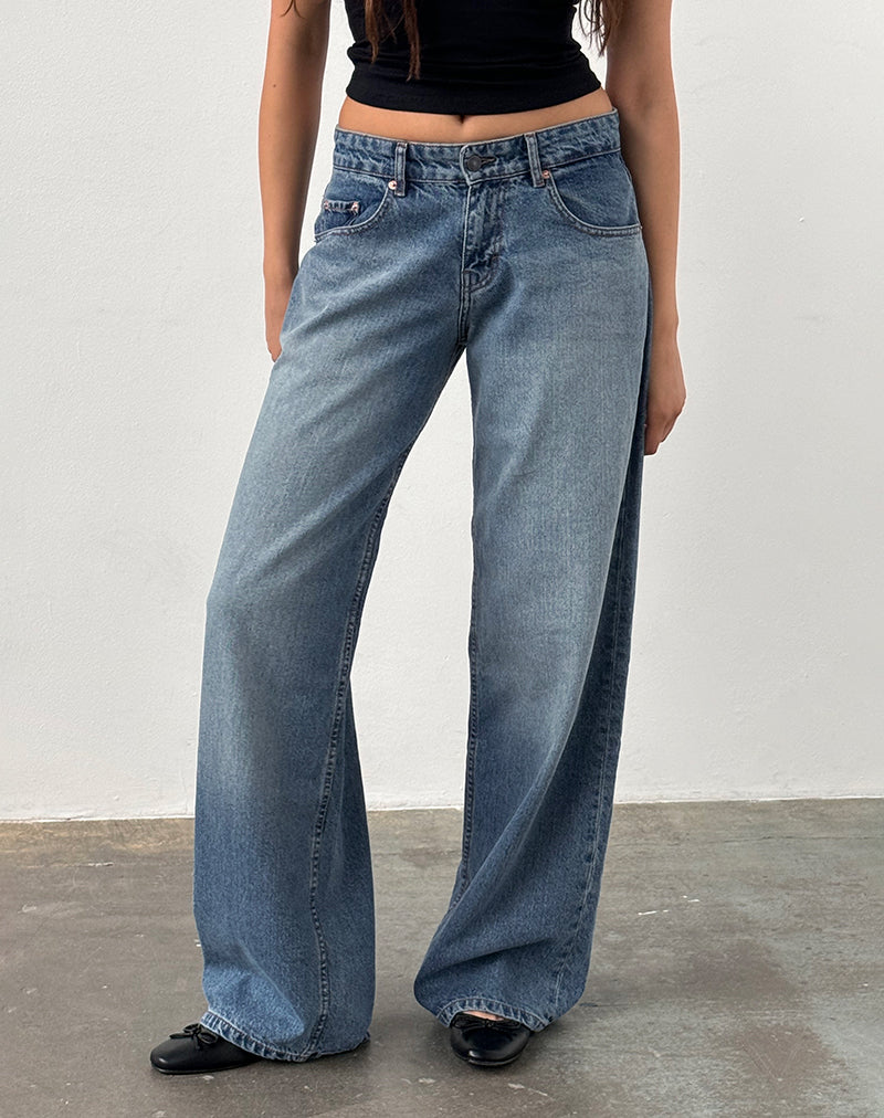 Powder Blue Extra Wide Low Rise Jeans | Roomy – motelrocks.com