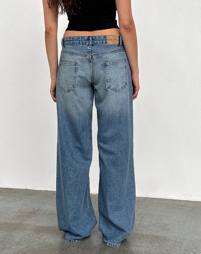 Powder Blue Extra Wide Low Rise Jeans | Roomy – motelrocks.com