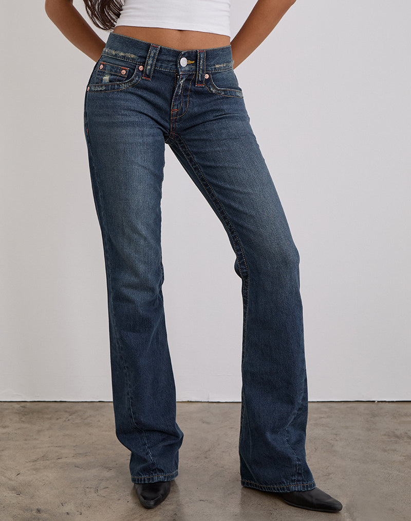 Image of Low Rise Twisted Seam Jeans In Mid Blue Tint