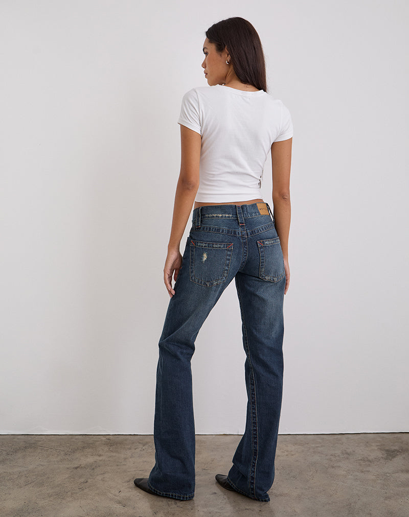 Image of Low Rise Twisted Seam Jeans In Mid Blue Tint