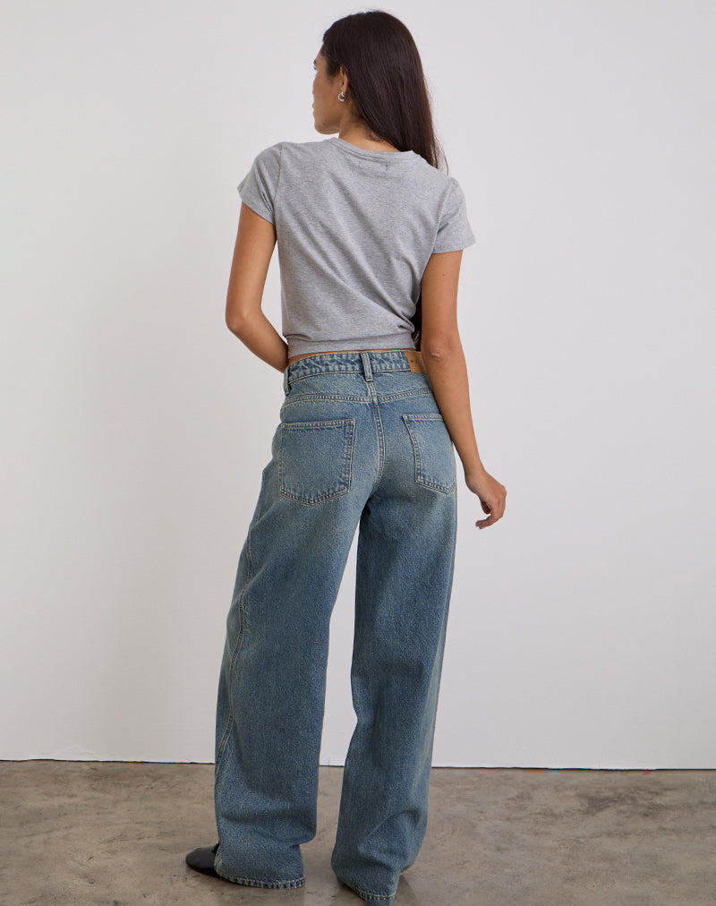 Image of Low Slung Roomy Jeans in Vintage Blue Green