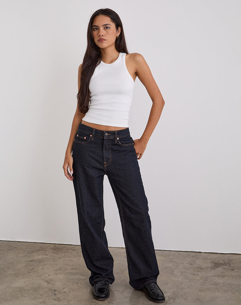 Image of Low Slung Slim Parallel Jeans in Indigo