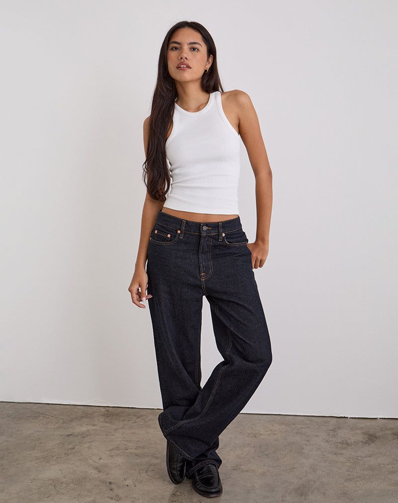 Image of Low Slung Slim Parallel Jeans in Indigo