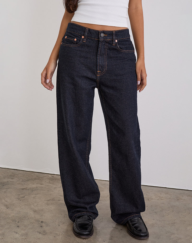 Low Slung Slim Parallel Jeans in Indigo
