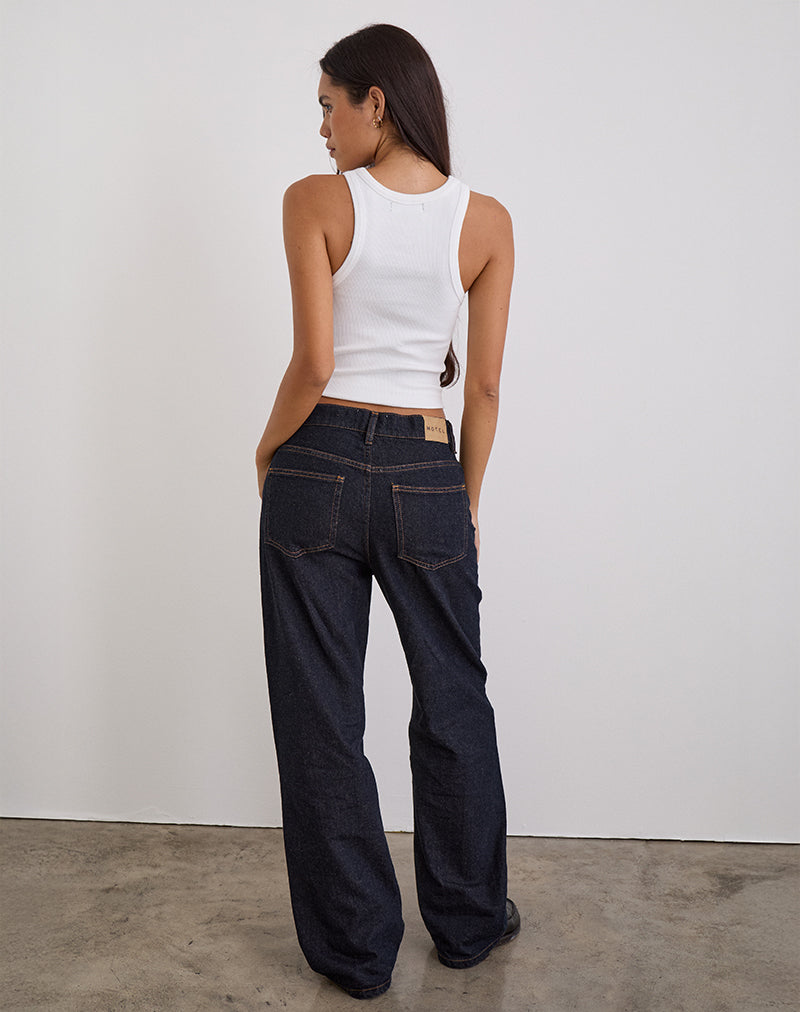 Image of Low Slung Slim Parallel Jeans in Indigo