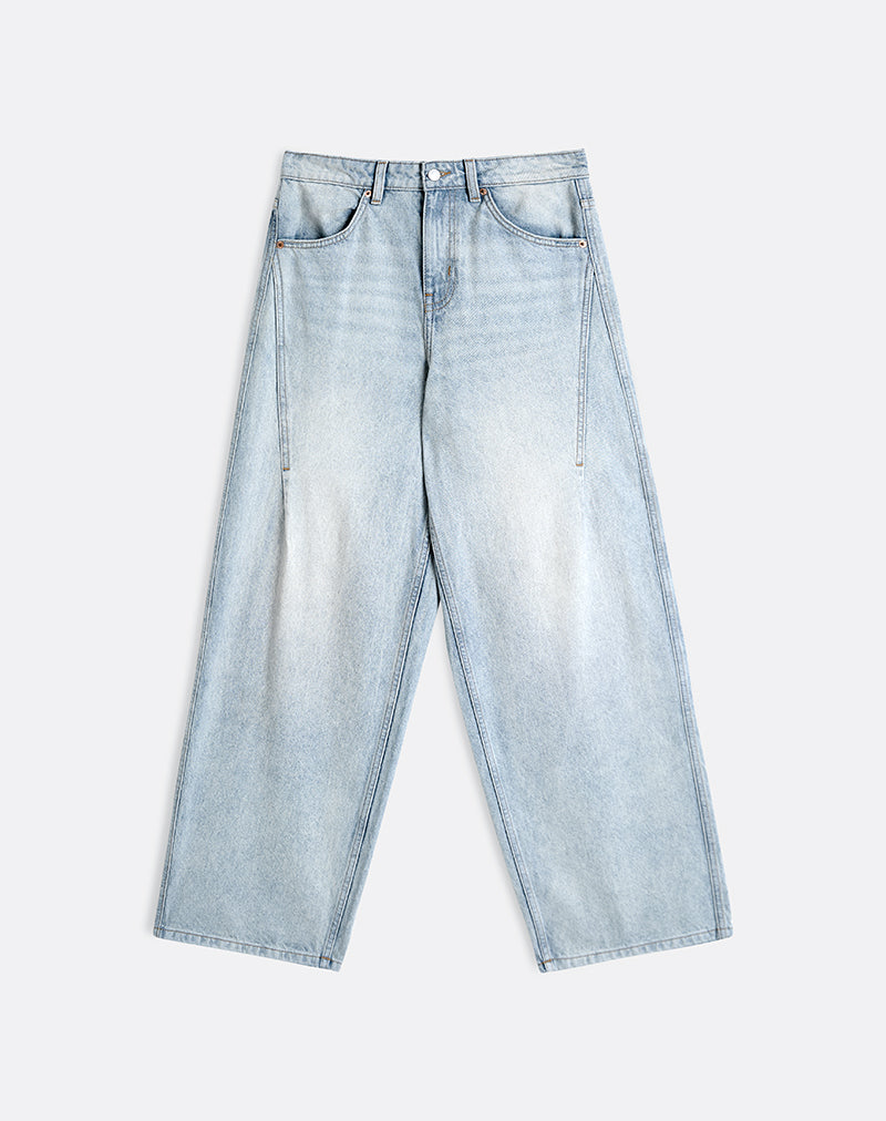 Image of Low Slung Roomy Jeans in Breeze Blue Wash