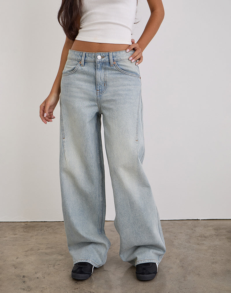 Low Slung Roomy Jeans in Breeze Blue Wash