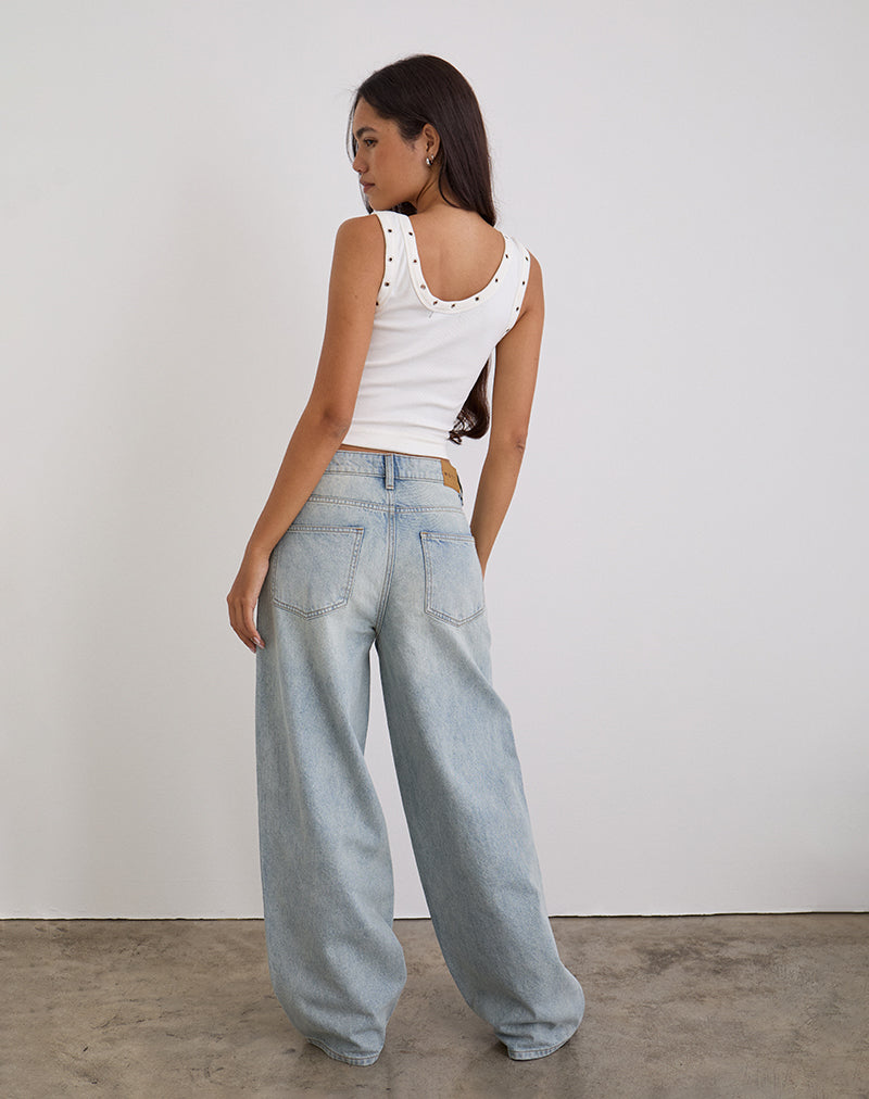 Image of Low Slung Roomy Jeans in Breeze Blue Wash