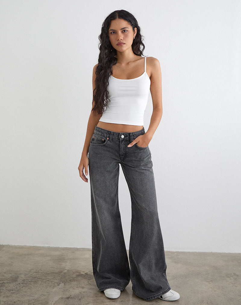 Image of Low Rise Slouchy Flare Jeans in Washed Black Grey