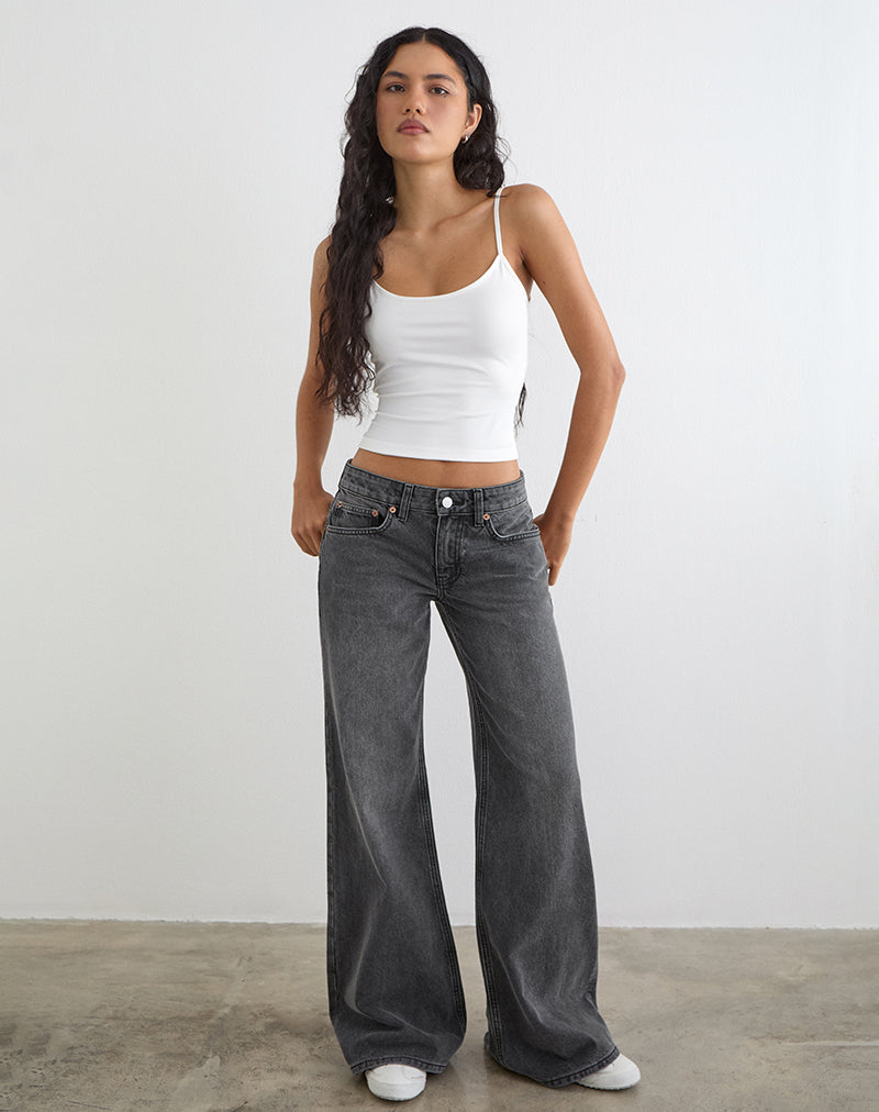 Image of Low Rise Slouchy Flare Jeans in Washed Black Grey