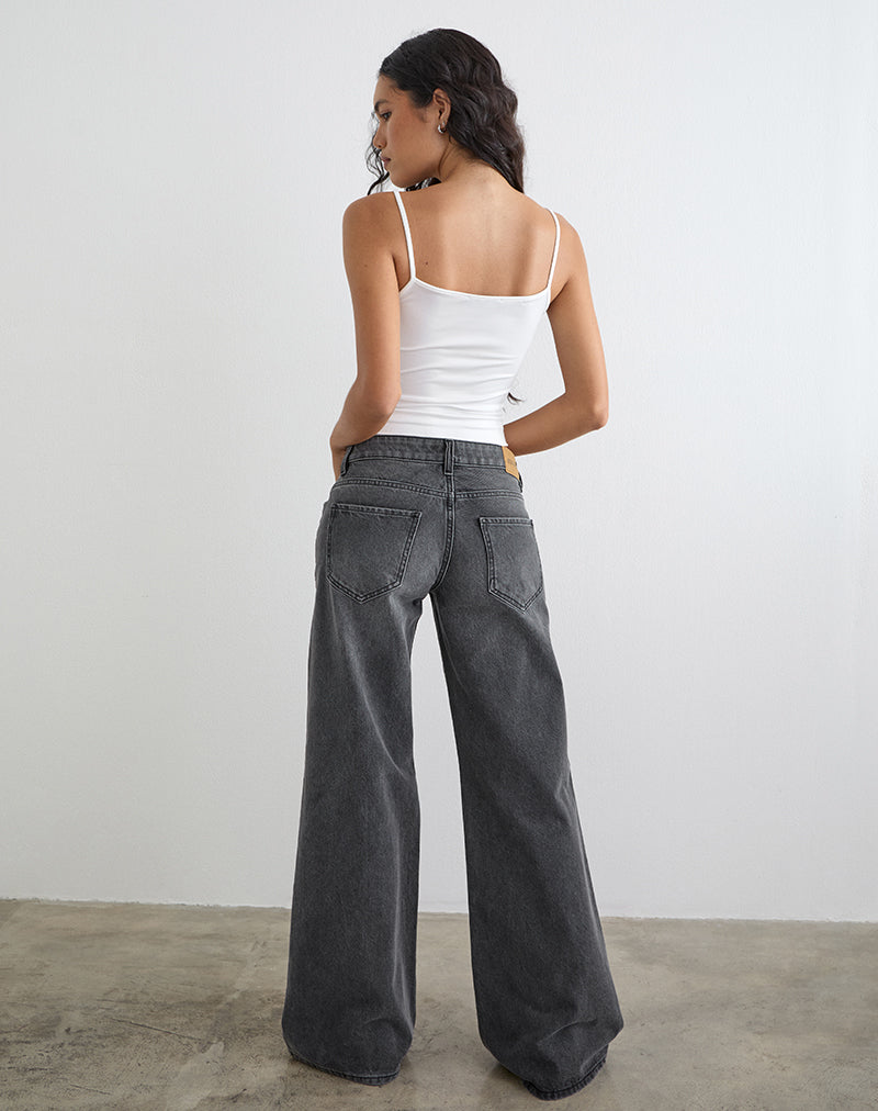 Image of Low Rise Slouchy Flare Jeans in Washed Black Grey