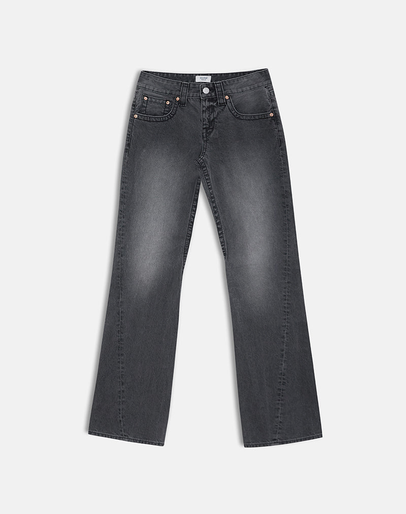 Image of Low Rise Twisted Seam Jeans in Washed Black Grey