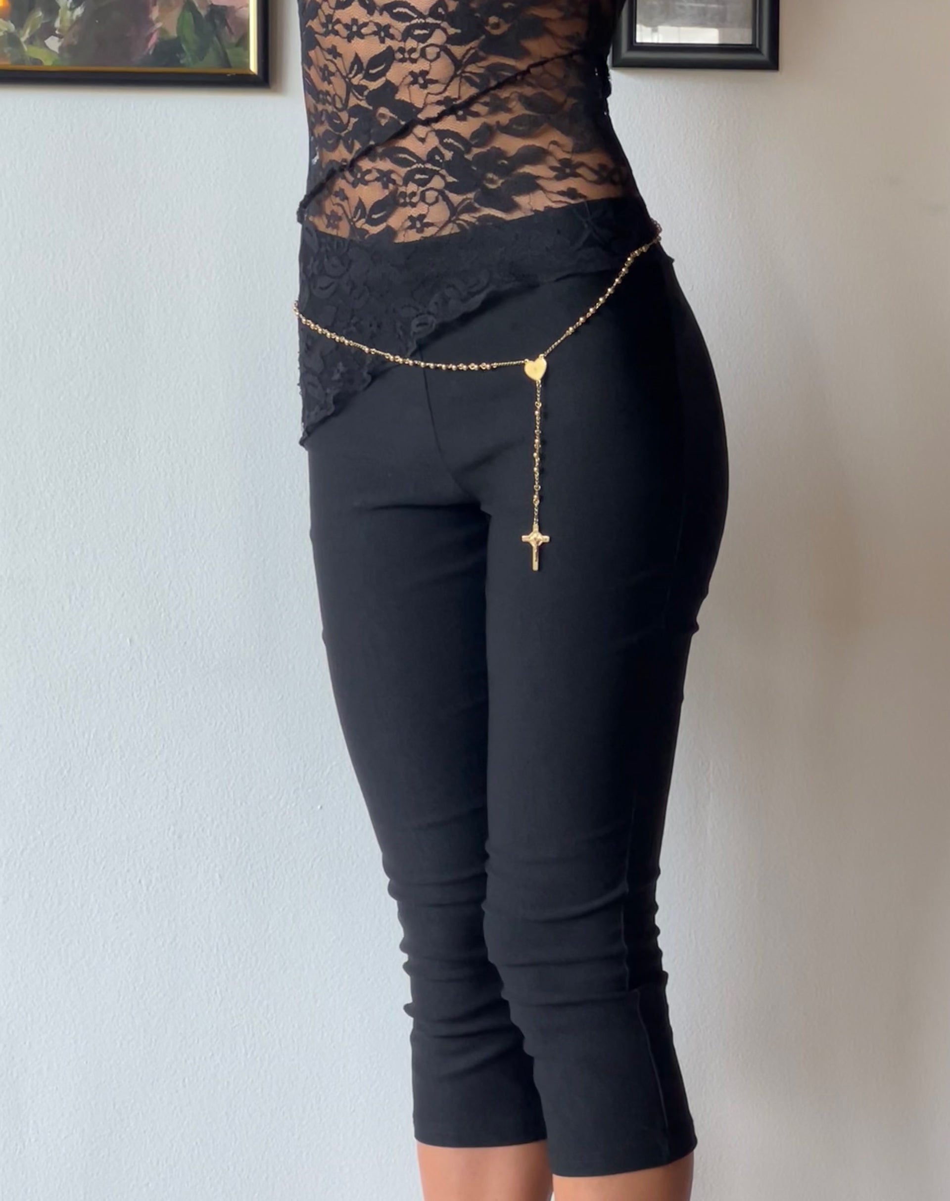 Black Stretch Cropped Capri Trousers
