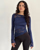 Image of Lucca Long Sleeve Top in Slinky Lace Navy Blue