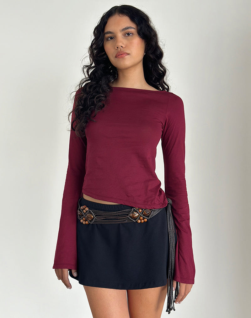 Lunica Long Sleeve Jersey Top in Burgundy