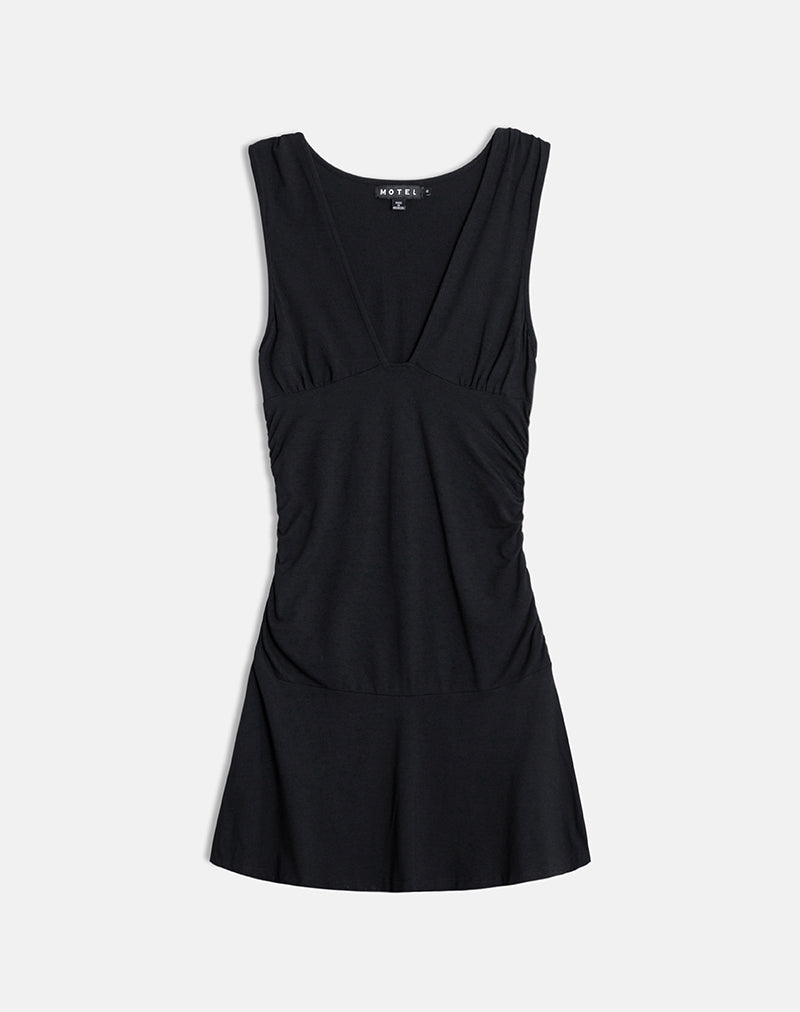 Image of Luscian Plunge Mini Dress in Black