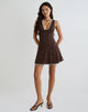 Image of Luscian Mini Dress in Lace Chocolate with Blue Binding