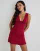 Image of Luscian Plunge Mini Dress in Red with Black Micro Polka Print
