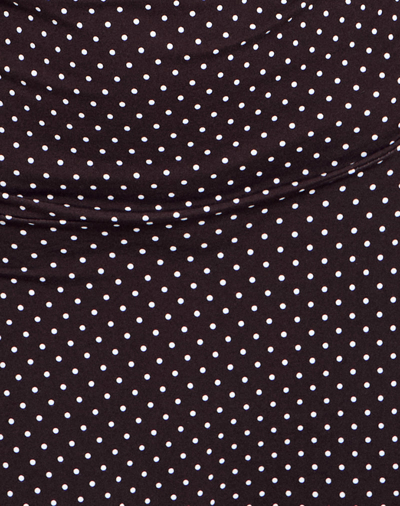 Brown with White Polka Print Plunge Mini Dress | Luscian  motelrocks.com