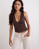 Image of Lycia Plunge Top in Micro Polka Brown