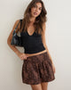 Image of Daju Mini Skirt in Floral Jacquard Chiffon Brown