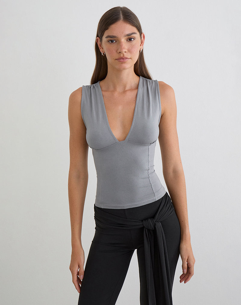 Image of Lynod Plunge Top in Grey