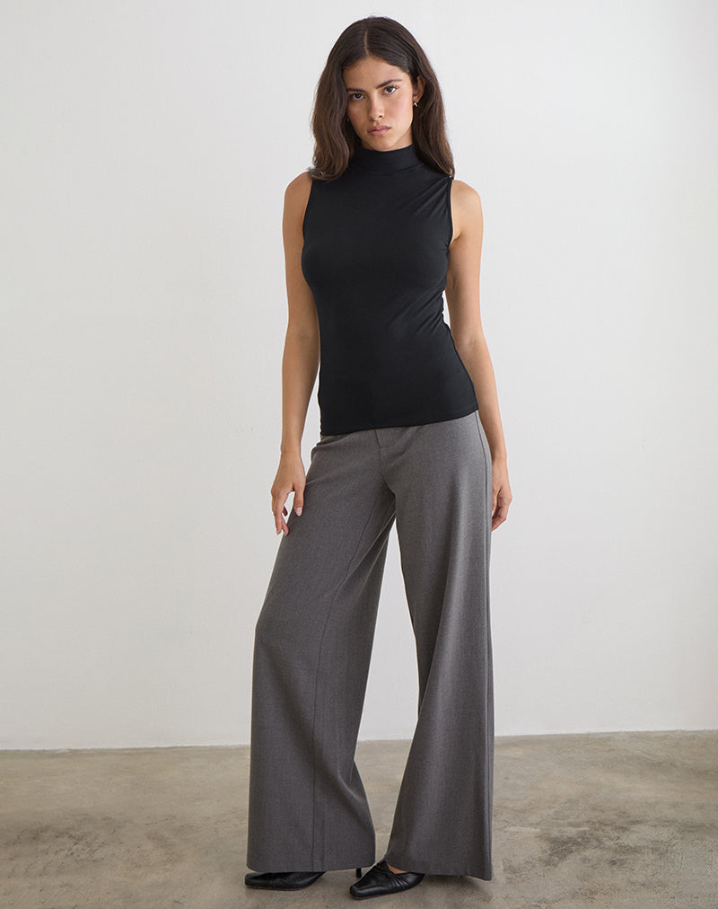 Image of Lysan High Neck Vest Top in Jersey Black