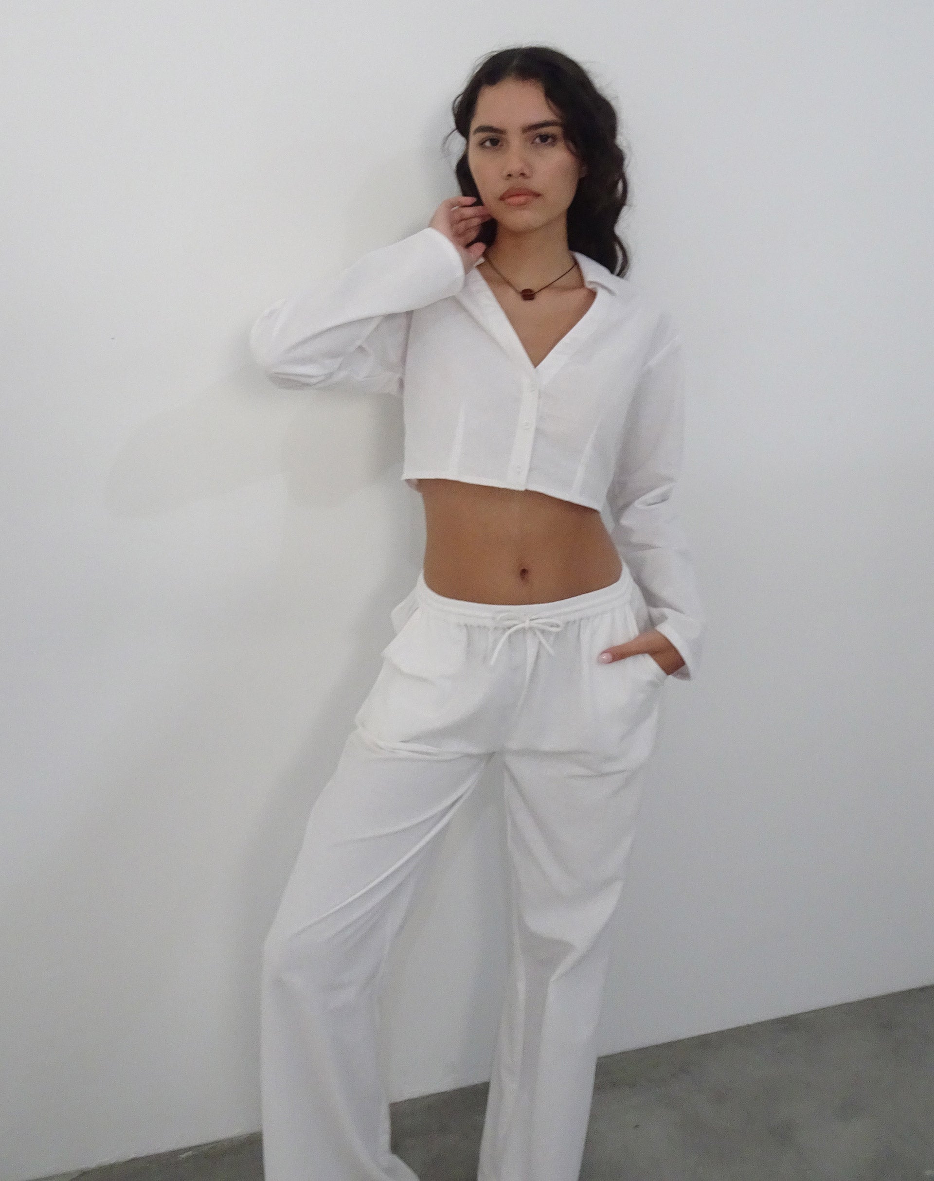 White Super Cropped Shirt | Lyse – motelrocks.com