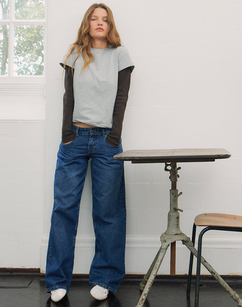 Image of Low Rise Parallel Jeans in Mid Blue Used