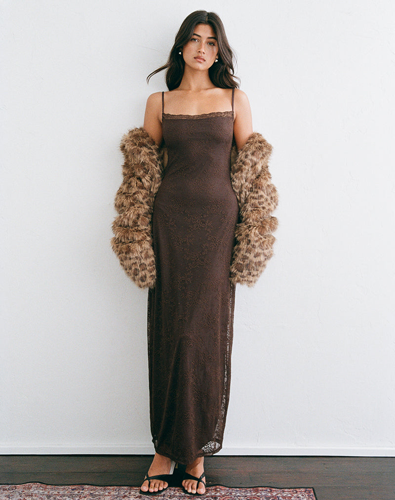Image of Madrid Maxi Dress in Lace Chocolate