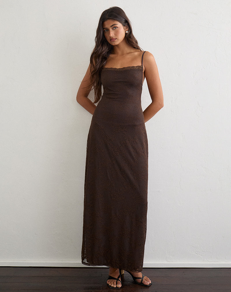 Image of Madrid Maxi Dress in Lace Chocolate