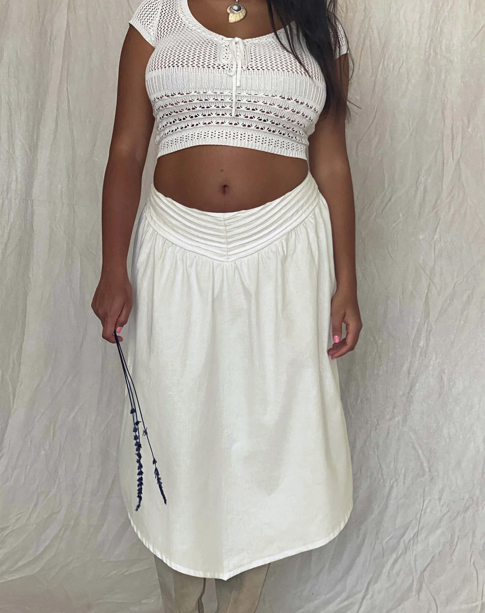 Image of India Midi Skirt in Poplin White
