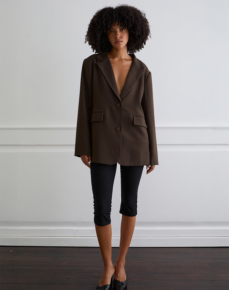 Maiwa Textured Tailoring Blazer in Brown