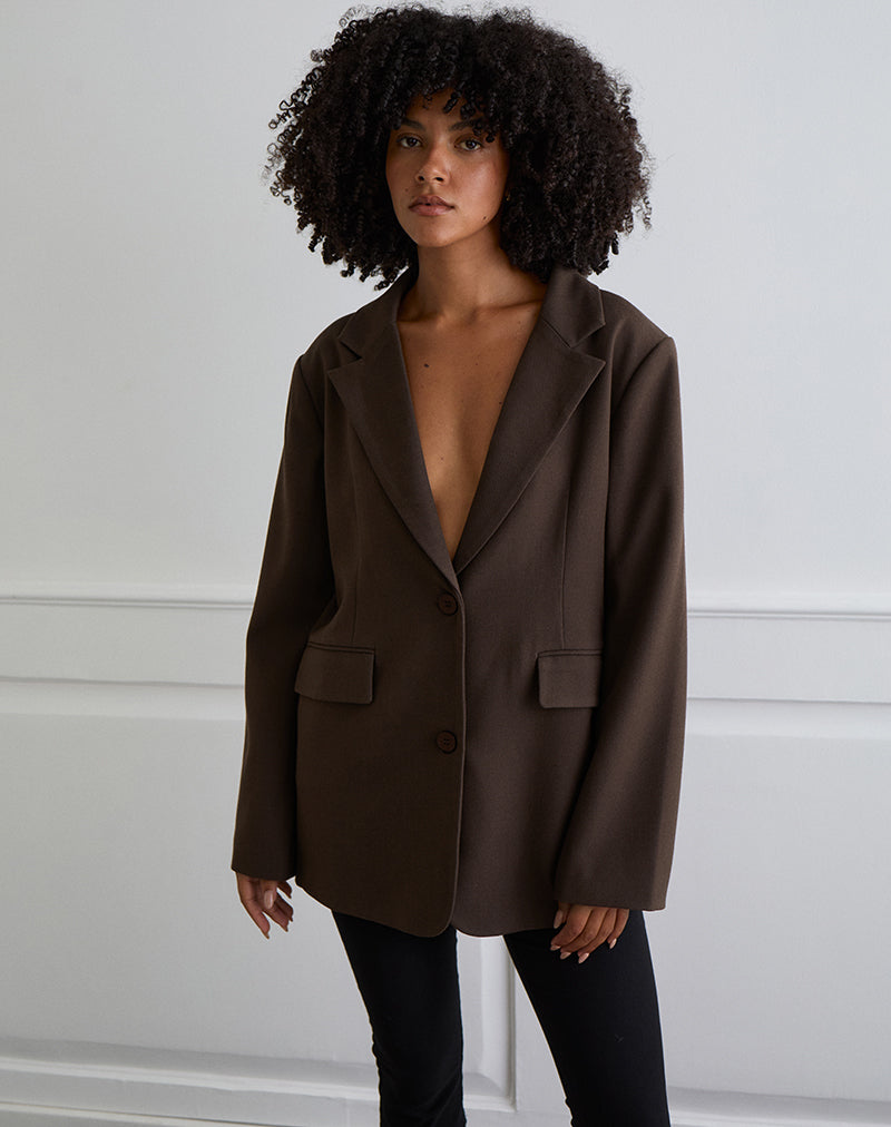 Maiwa Textured Tailoring Blazer in Brown