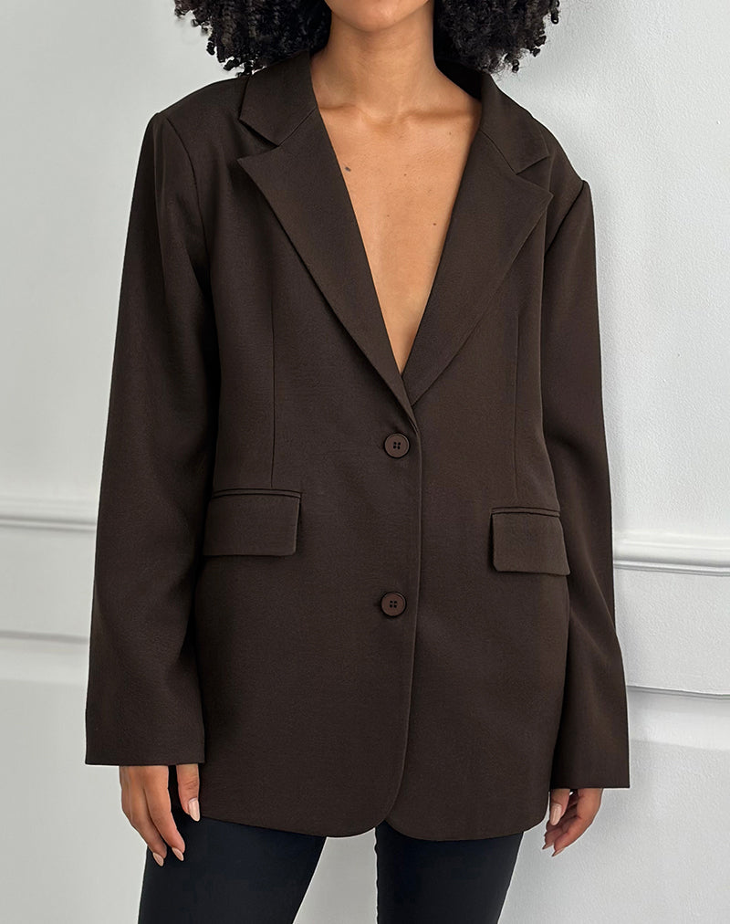 Image of Maiwa Textured Tailoring Blazer in Brown