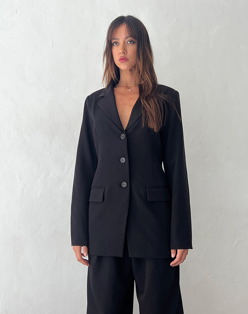 Image of Malana Slim Fit Blazer in Tailoring Black