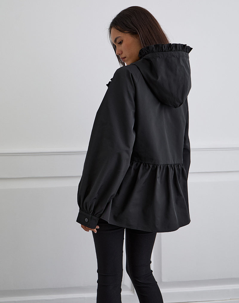 Image of Malcari Peplum Nylon Jacket in Black