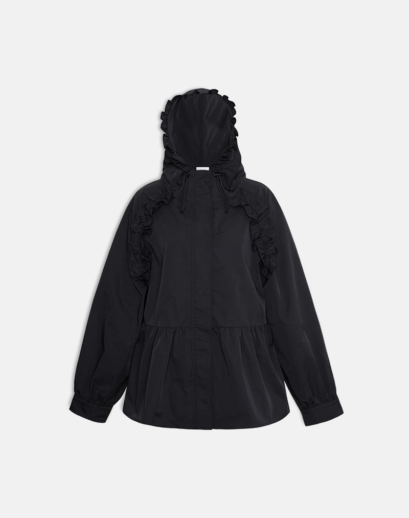 Image of Malcari Peplum Nylon Jacket in Black